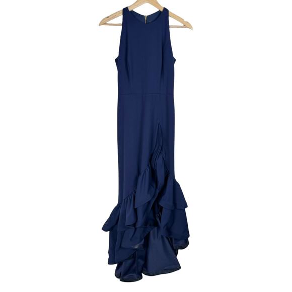 Betsy & Adam Navy Ruffle Maxi Dress - Picture 4 of 15